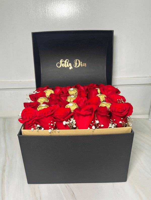 Baúl De Lujo Floral Con Chocolates Ferrero Rocher