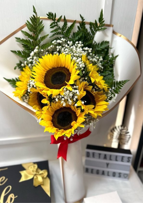 Bouquet Girasoles x 6 papel koreano