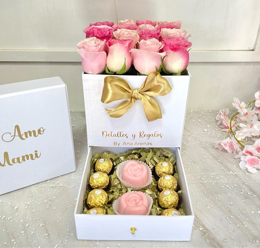 Caja de Lujo Floral Gaveta con rellenos