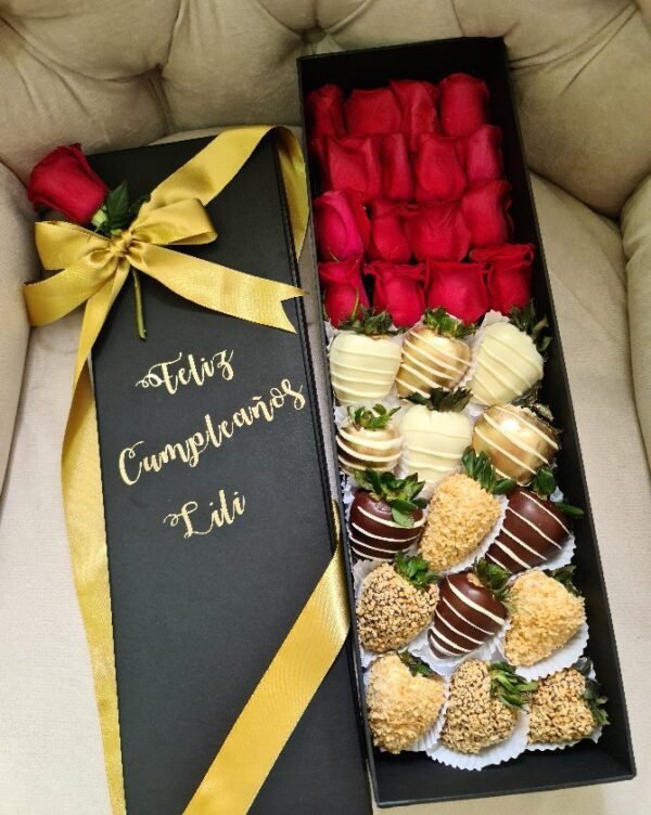 Caja de lujo Oslo - rosas y fresas