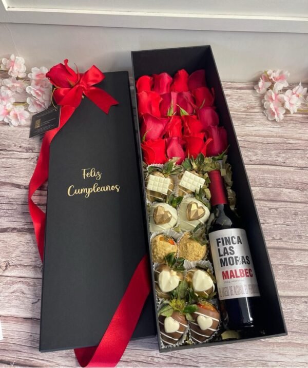 Caja de lujo Rosas y Vino