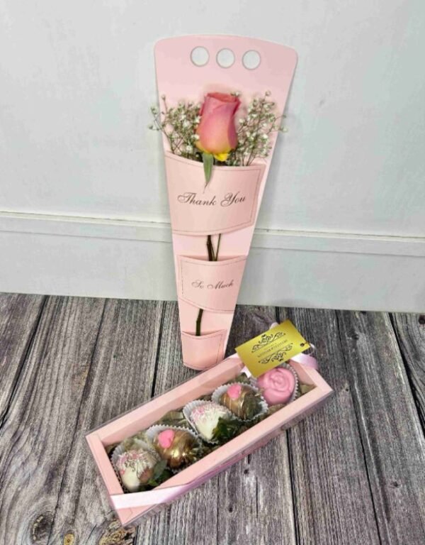 Combo Solitario de encanto y Caja De Chocolate Relleno con Fresas Con Chocolate