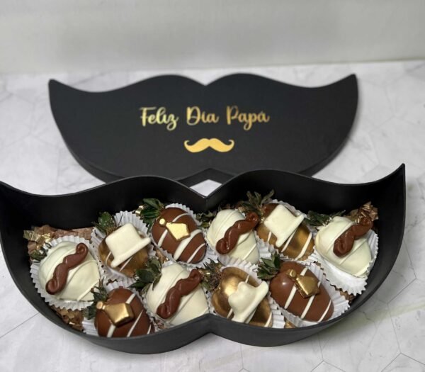 Caja Bigote Hombre Con Fresas Con Chocolate