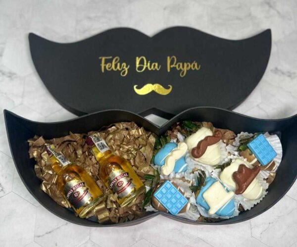 Caja Bigote Hombre Con Whisky Y Fresas Con Chocolate